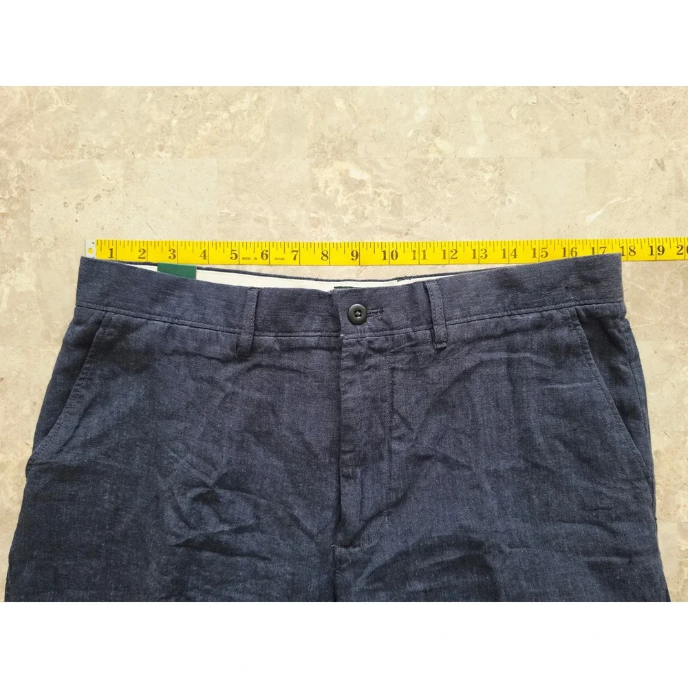 NWT J.Crew Mens Navy Blue 100% Linen Straight Leg Trousers Pants 33x30